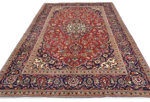 Vintage Red Traditional Floral 7X10 Kashan Persian Rug