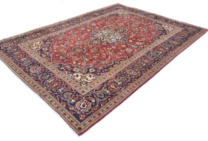 Vintage Red Traditional Floral 7X10 Kashan Persian Rug