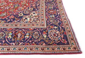 Vintage Red Traditional Floral 7X10 Kashan Persian Rug