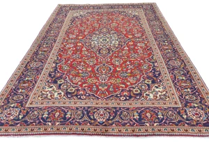 Vintage Red Traditional Floral 7X10 Kashan Persian Rug