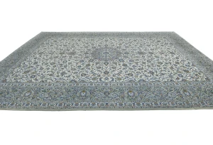 Vintage Cream Traditional Floral 10X14 Kashan Persian Rug
