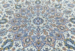 Vintage Cream Traditional Floral 10X14 Kashan Persian Rug
