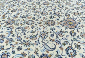 Vintage Cream Traditional Floral 10X14 Kashan Persian Rug
