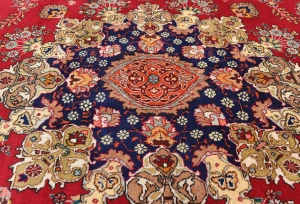 Vintage Red Floral Traditional 9'3X12'9 Tabriz Persian Rug
