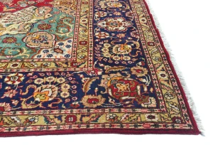 Vintage Red Floral Traditional 9'3X12'9 Tabriz Persian Rug