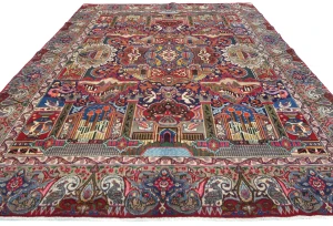 Vintage Multicolored Traditional 9'6X12'8 Kashmar Persian Rug