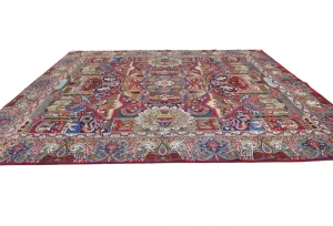 Vintage Multicolored Traditional 9'6X12'8 Kashmar Persian Rug