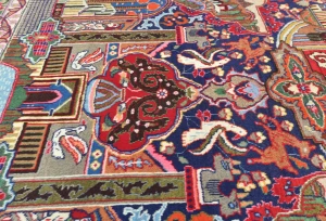 Vintage Multicolored Traditional 9'6X12'8 Kashmar Persian Rug