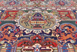 Vintage Multicolored Traditional 9'6X12'8 Kashmar Persian Rug