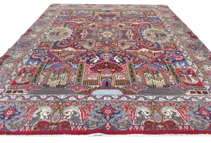 Vintage Multicolored Traditional 9'6X12'8 Kashmar Persian Rug