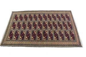 Cream Tribal 3X4 Geometric Turkoman Persian Oriental Rug
