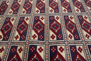 Cream Tribal 3X4 Geometric Turkoman Persian Oriental Rug