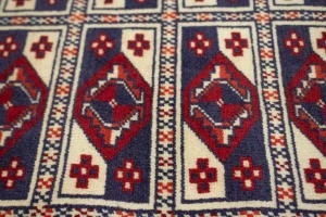 Cream Tribal 3X4 Geometric Turkoman Persian Oriental Rug