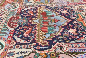 Vintage Multicolored Traditional 9'5X12'6 Kashmar Persian Rug