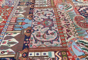 Vintage Multicolored Traditional 9'5X12'6 Kashmar Persian Rug