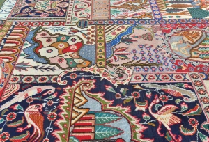 Vintage Multicolored Traditional 9'5X12'6 Kashmar Persian Rug