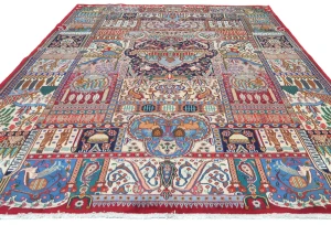 Vintage Multicolored Traditional 9'5X12'6 Kashmar Persian Rug