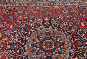 Vintage Red Floral Traditional 6X9 Mashad Persian Rug