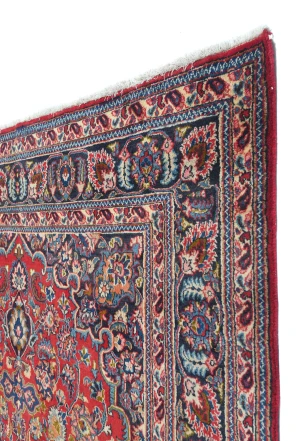 Vintage Red Floral Traditional 6X9 Mashad Persian Rug