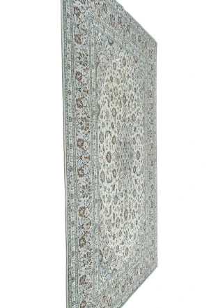 Vintage Cream Traditional 6'3X9'5 Kashan Persian Rug