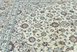 Vintage Cream Traditional 6'3X9'5 Kashan Persian Rug