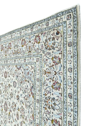 Vintage Cream Traditional 6'3X9'5 Kashan Persian Rug