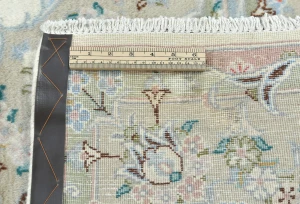 Vintage Cream Floral Traditional 6'5 X 9'7 Kashan Persian Rug