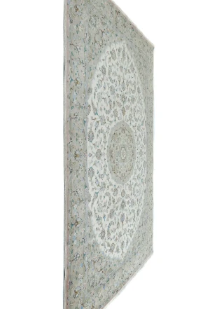 Vintage Cream Floral Traditional 6'5 X 9'7 Kashan Persian Rug