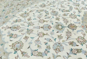 Vintage Cream Floral Traditional 6'5 X 9'7 Kashan Persian Rug