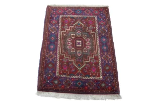 Vintage Red Geometric Tribal 2X3 Bidjar Persian Rug