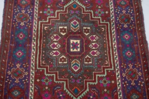 Vintage Red Geometric Tribal 2X3 Bidjar Persian Rug