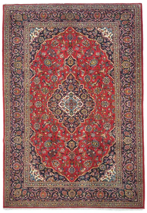 Vintage Red Traditional Floral 7X10 Kashan Persian Rug