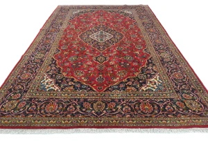 Vintage Red Traditional Floral 7X10 Kashan Persian Rug