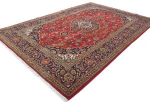 Vintage Red Traditional Floral 7X10 Kashan Persian Rug