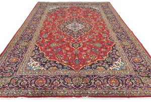Vintage Red Traditional Floral 7X10 Kashan Persian Rug