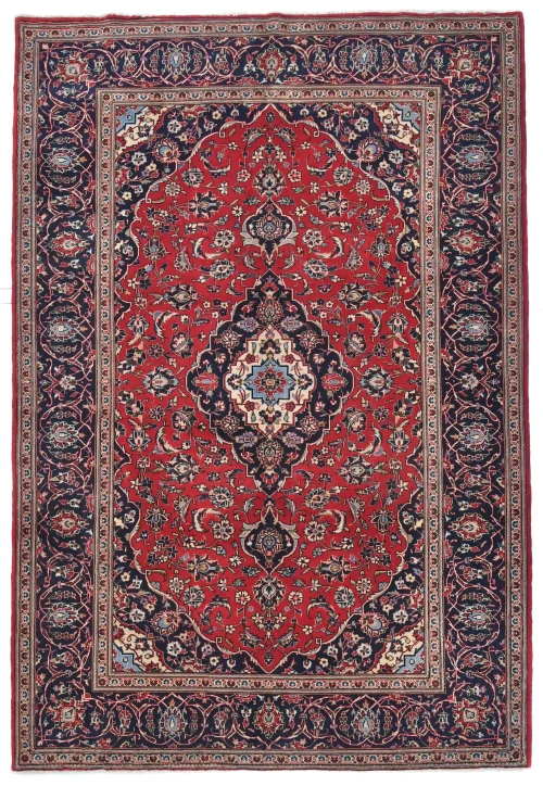 Vintage Red Traditional Floral 6'5X9'7 Kashan Persian Rug