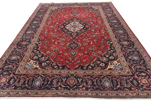 Vintage Red Traditional Floral 6'5X9'7 Kashan Persian Rug