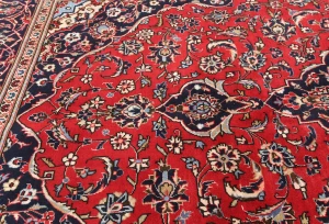 Vintage Red Traditional Floral 6'5X9'7 Kashan Persian Rug