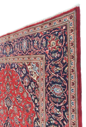 Vintage Red Traditional Floral 6'5X9'7 Kashan Persian Rug