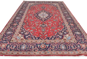 Vintage Red Traditional Floral 6'5X9'7 Kashan Persian Rug
