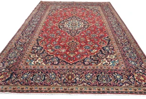Vintage Red Floral Traditional 7X10 Kashan Persian Rug