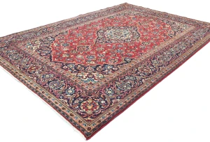 Vintage Red Floral Traditional 7X10 Kashan Persian Rug