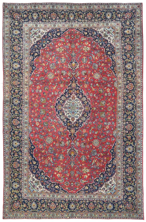 Vintage Red Traditional Floral 8X12 Kashan Persian Rug