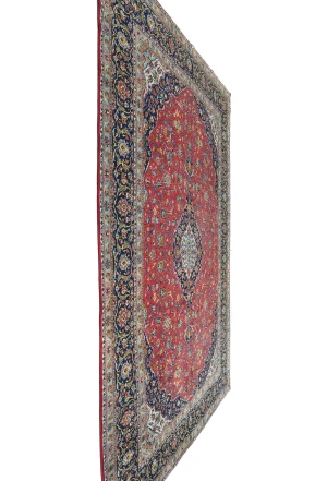 Vintage Red Traditional Floral 8X12 Kashan Persian Rug