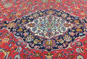 Vintage Red Traditional Floral 8X12 Kashan Persian Rug