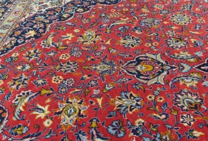 Vintage Red Traditional Floral 8X12 Kashan Persian Rug