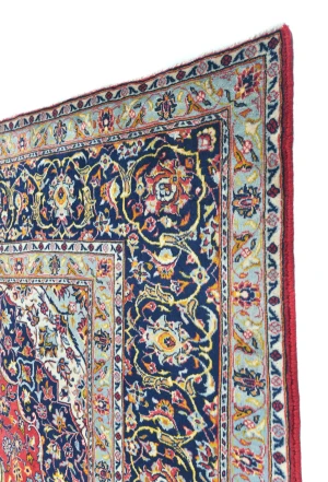 Vintage Red Traditional Floral 8X12 Kashan Persian Rug