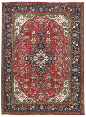 Vintage Red Floral Traditional 7X10 Tabriz Persian Rug