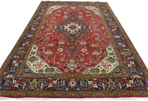 Vintage Red Floral Traditional 7X10 Tabriz Persian Rug