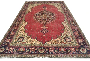 Vintage Red Floral Traditional 6'5X9'4 Tabriz Persian Rug